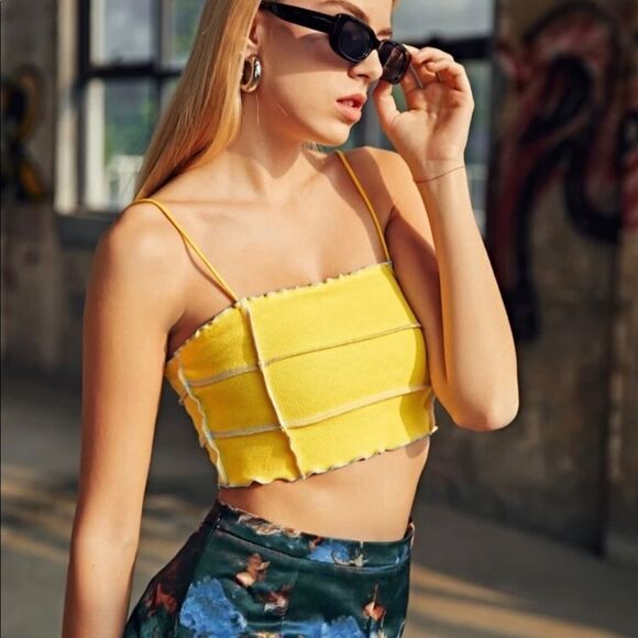 Yellow Camisole Crop Top - Picture 3 of 5